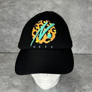 NEFF Girls Run Wild Leopard Print Foam Mesh Trucker Hat Snapback Cap Women's